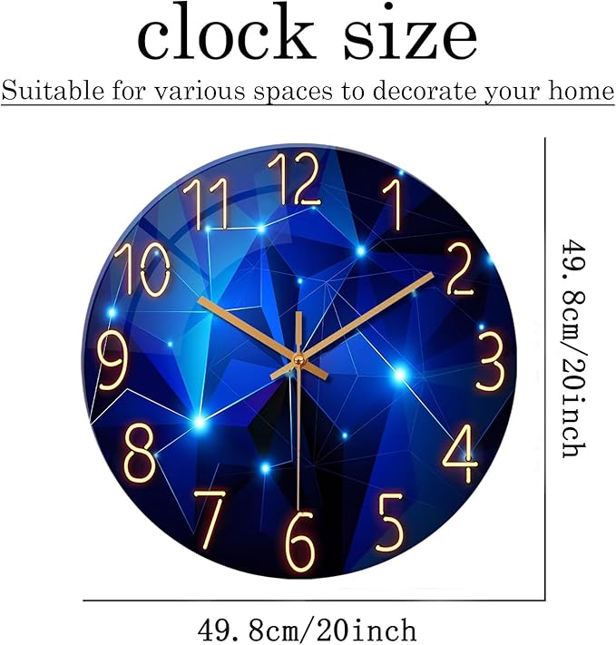 Big Wall Clock for Living Room Decor Blue Decorative Wall Clocks Battery - Image 5