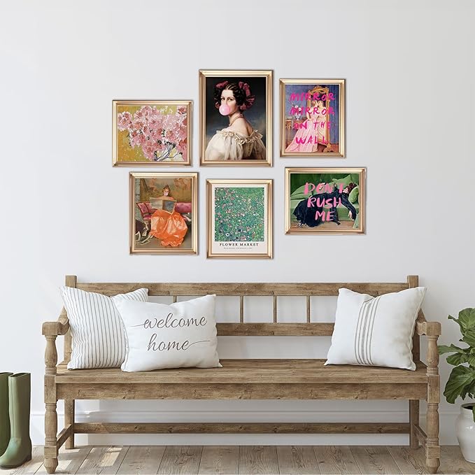 Eclectic Wall Decor Set Of 6, Vintage Eclectic Wall Art Prints, Trendy Colorful - Image 2