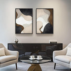 Framed Neutral Abstract Minimalist Wall Art, 2 Piece Large Modern Canvas Prints - Image 2