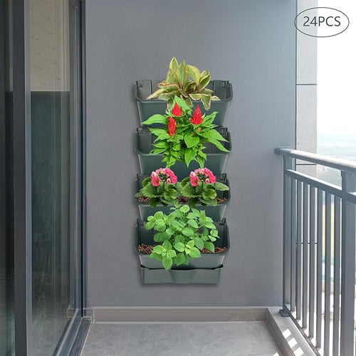 24 Pack Hanging Vertical Wall Planter, 12.99inch Wall Mounted Planter - Image 2