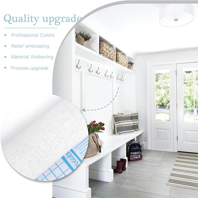 Dimoon 787''x17.7'' Peel and Stick Wallpaper White Contact Paper - Image 6