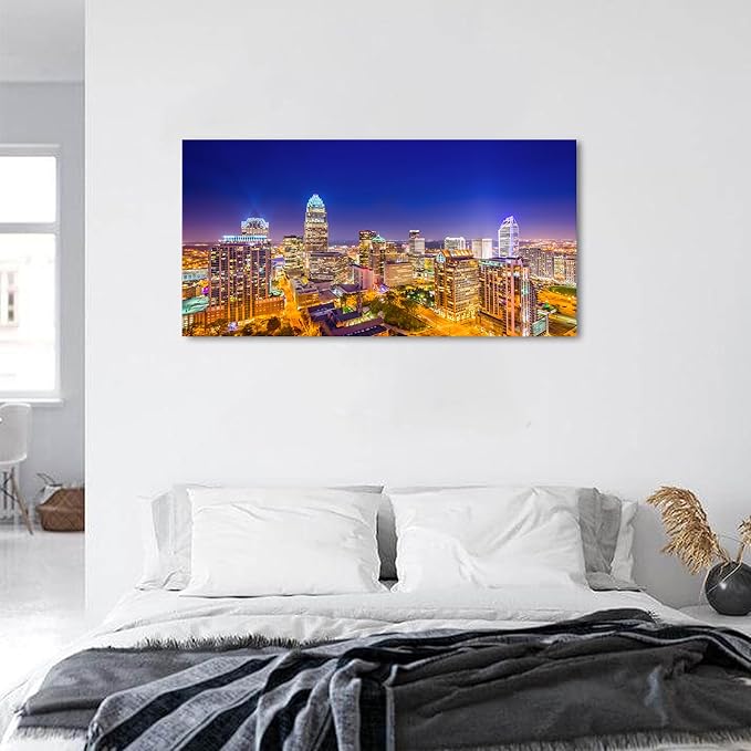 Charlotte Skyline Wall Art North Carolina City Wall Art Decor - Image 3