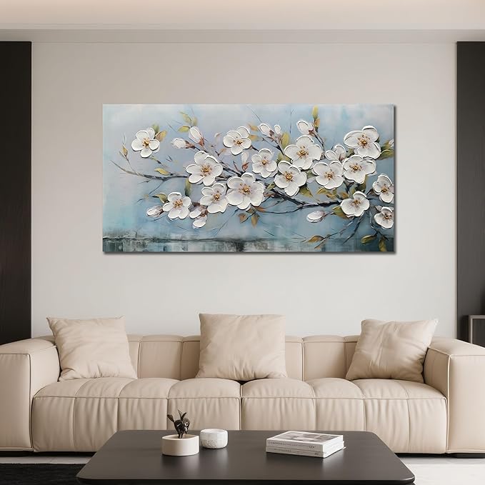Anolyfi White Textured Flowers Wall Art - Image 6