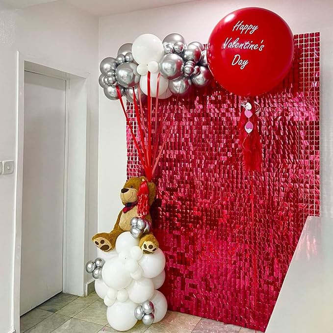 COKAOBE Red Shimmer Wall Backdrop, Photo Backdrops - Image 7