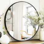 Sunniry 18 inch Round Mirror, Round Wall Mirror, Metal Frame Black Circle Mirror by Sunniry