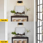 FadimiKoo Rustic Style Wood Bathroom Wall Sconces, 2-Light Black Gold Bathroom - Image 5