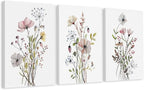 WRFON UnFramed Botanical Canvas Wall Art Set of 3, Watercolor Floral Prints by Unknown