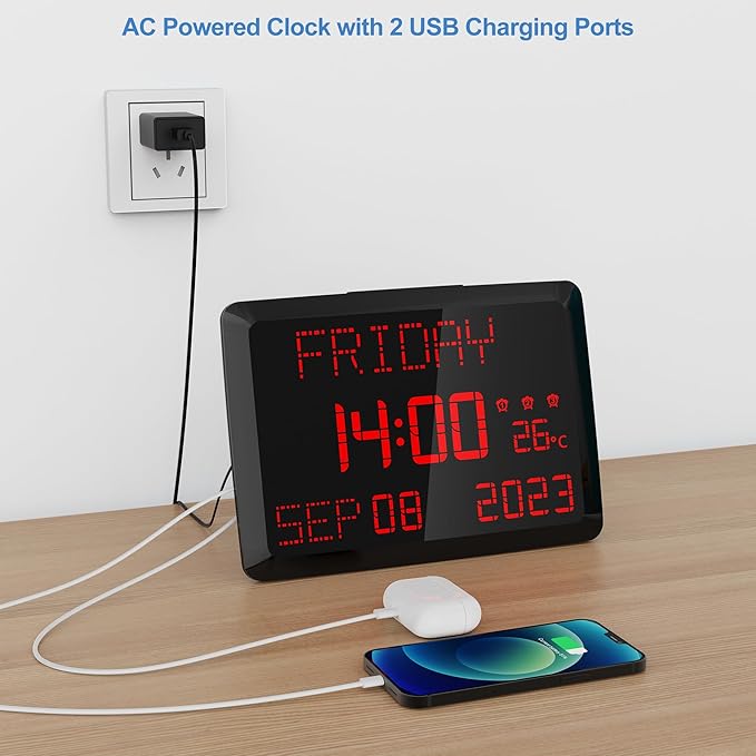 Raynic Digital Clock, 11.5" Large Display Digital Calendar Clock - Image 3