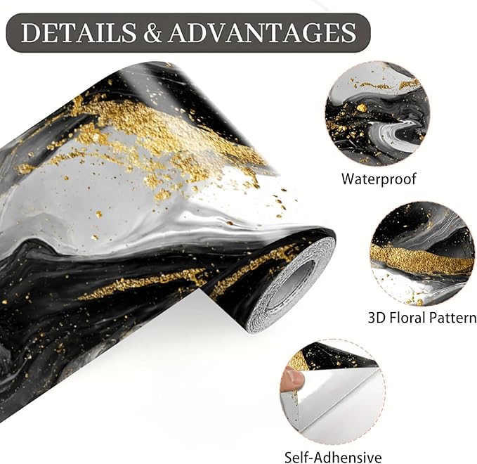 Marble Wave Wallpaper Border 196x4 Inch Peel and Stick Wall Border Black White - Image 9