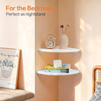 Gieanoo Floating Corner Shelves Set 2 10inch White Solid Oak Rounded Corner - Image 4