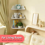 Cloud Corner Floating Shelves，Set of 3 White Corner Wall Shelf Floating Wooden - Image 7