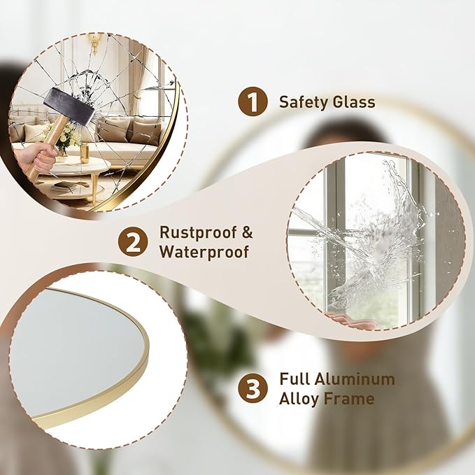 NEWBULIG 36 Inch Round Wall Mirror, Bathroom Mirror - Image 4