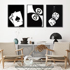 3Pcs Black and White Poker Dice Canvas Wall Art Lucky You Poster Prints Trendy - Image 3