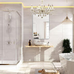 Silver Framed Bathroom Mirror, Brushed Nickel Rounded Corner Rectangle Wall - Image 5