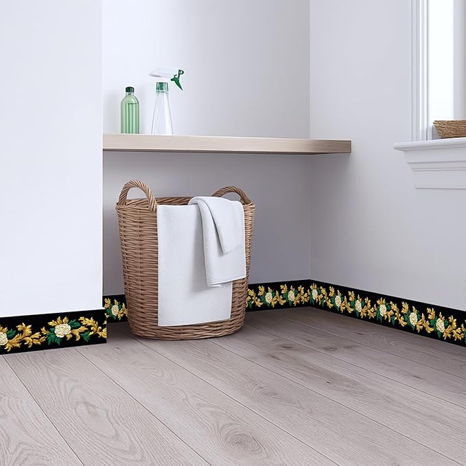 Baroque Floral Wallpaper Border 196x4 Inch Removable Wall Border Peel and Stick - Image 4