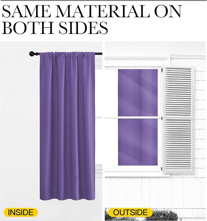 NICETOWN Blackout Curtains for Living Room, Lilac Purple, 2 Panels, 42 by 63 - Image 5