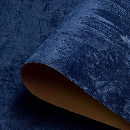 17.7" x 317" Blue Velvet Fabric Wallpaper Peel and Stick Velvet Wallpaper by HelloWall