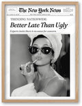 iHery Small Natural OAK Wood Hepburn Newspaper Trendy Bathroom Wall Decor by iHery