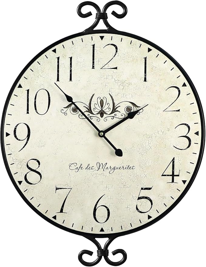 24 Inch Large Farmhouse Wall Clock, Wrought Iron Frame - Image 7