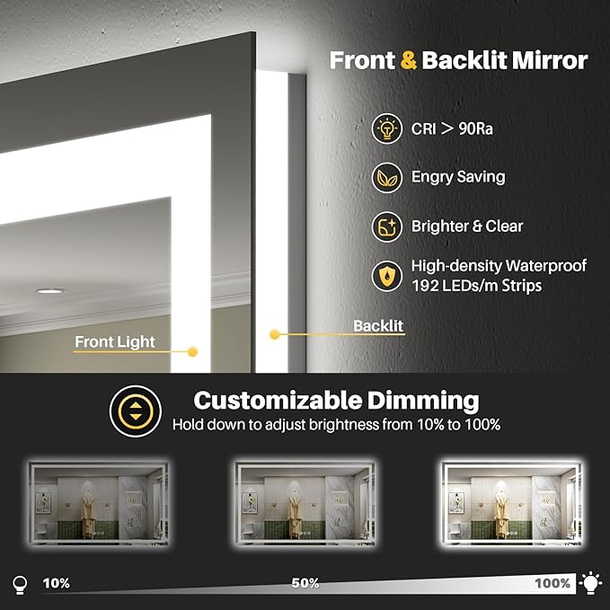 Briivue 66x36 Inch LED Bathroom Mirror - Image 3