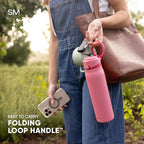 Simple Modern Mesa Loop Water Bottle with Covered Straw and Handle | 24oz Cup Holder Friendly Insulated Stainless Steel Bottles for Travel, Sports and School | Avocado