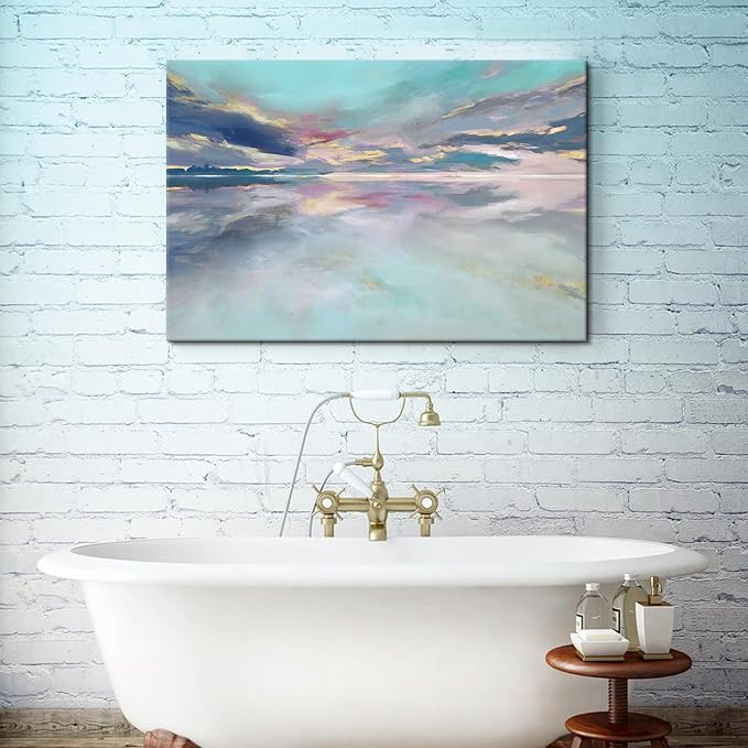 Goldfoilart Beach Abstract Wall Art Teal Green and Gold Decor Ocean Canvas - Image 6