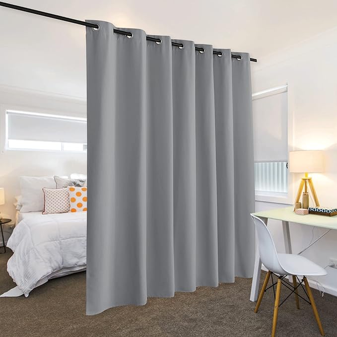 RYB HOME Grey Room Divider Curtains, Total Privacy Blackout Curtains Screen - Image 3