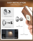Wood LED Wall Sconce Magnetic 360°Rotate Mounted Mini Lamp Brightness - Image 5