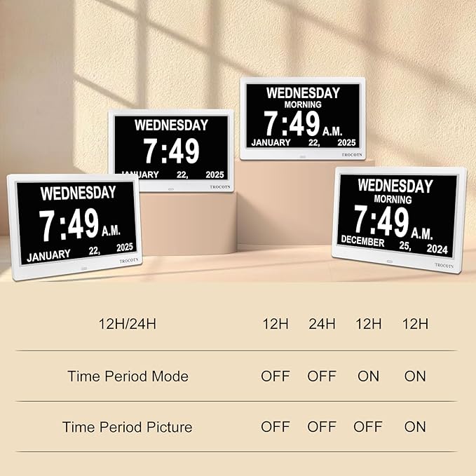 TROCOTN Dementia Clocks, Large Display Calendar Alarm Clock - Image 8