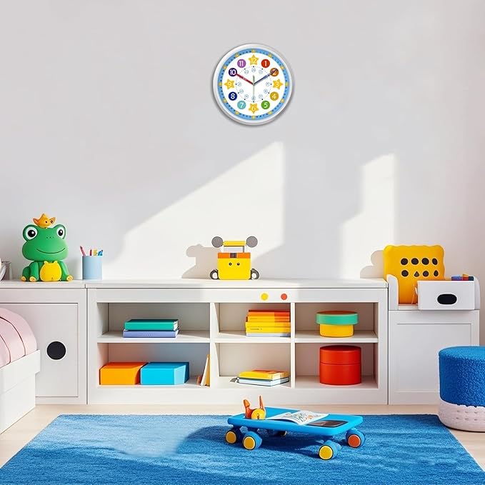 XFM Colorful Kid Wall Clock 12 Inch Silent Non Ticking Quartz Battery Operated - Image 4