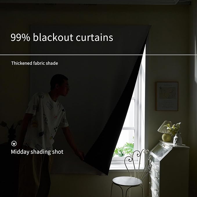 AJAZZ self Adhesive Portable 100% Blackout Curtains Simple and Easy to - Image 6