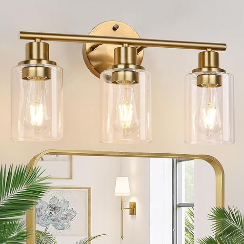 3-Light Gold Bathroom Light Fixtures, Modern Bathroom Vanity Light by Zarbitta