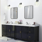 Wall Mount Mirror for Bathroom, Brush Black Metal Framed Rounded Corner - Image 4