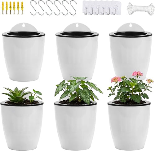 6 Pack Hanging Planter Wall Planter Self Watering 5 inch Plant Pot by OrimercGarden