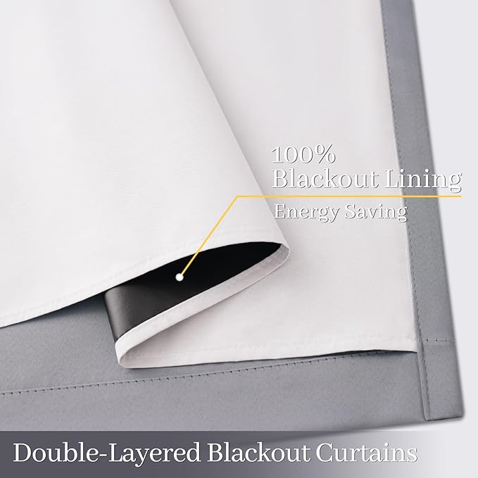Yakamok 100% Blackout Curtain Panels 96 inches Cold and Light Blocking Drapes - Image 4