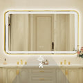 32x55 Inch Gold Framed LED Bathroom Mirror by Unknown