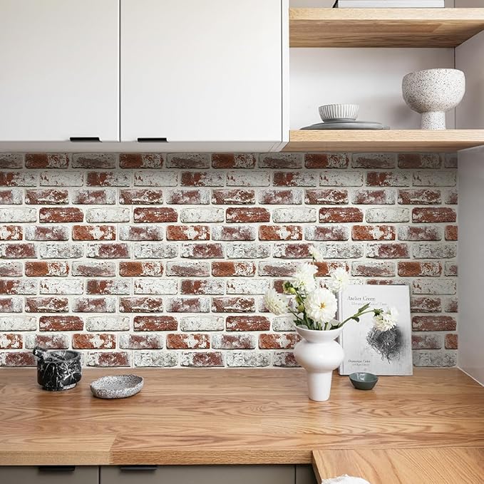 COMSTICKC 3D Faux Brick Wall Panels Peel and Stick, Small Size Self Adhesive - Image 2