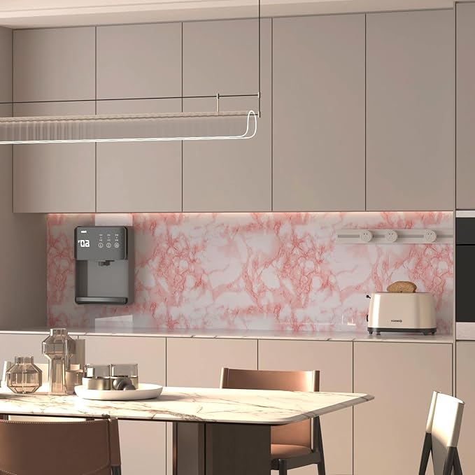 Extra Wide Marble Contact Paper Granite Peel and Stick Wallpaper Pink Glossy - Image 5