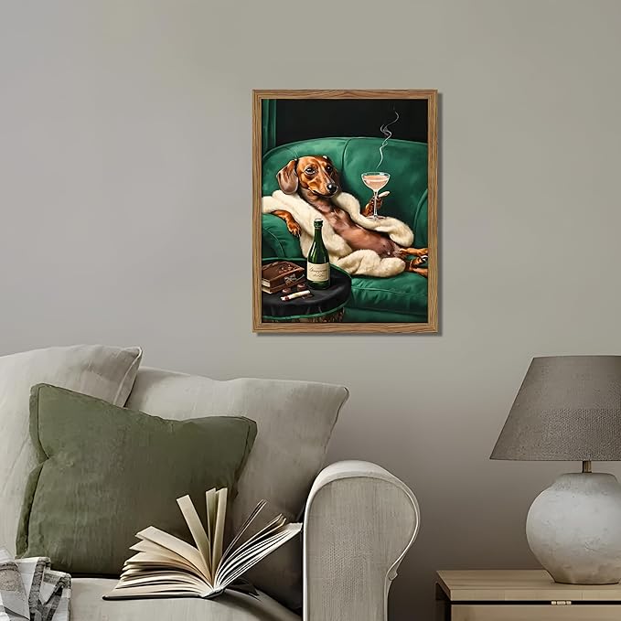 Framed Funny Dachshund Wall Art, Playful Dog Canvas Print - Image 8