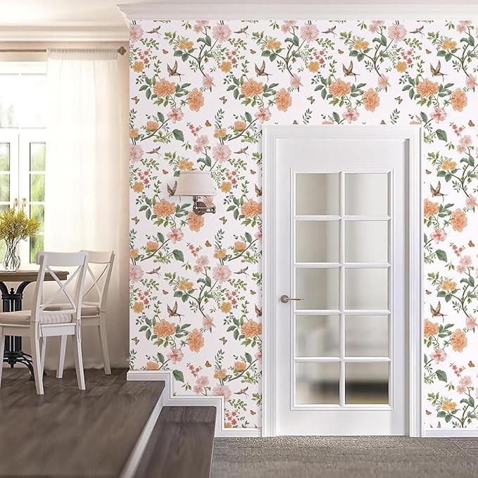Froluya Floral Peel and Stick Wallpaper Vintage Floral Contact Paper 16.9” x - Image 7