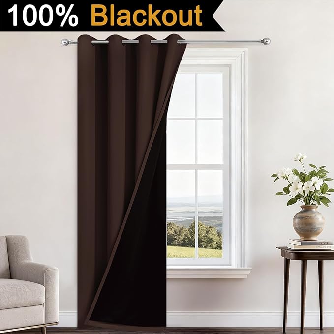 Yakamok 100% Blackout Curtains 96 Inches Long, 2 Thick Layers Heat and Full - Image 2