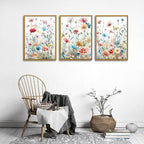 KISSFOX Framed Colorful Wildflower Canvas Wall Art Set Of 3 Flowers Pictures - Image 5