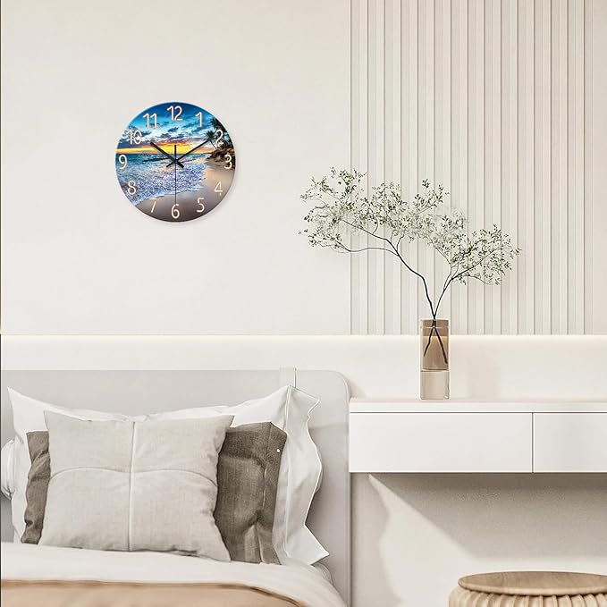 Glass Beach Wall Clocks Battery Operated 16 Inches or Larger Analog Wall Clock - Image 3