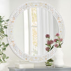 Tanmicoshomy Round Bathroom Mirror 28 Inch, Circle Mosaic Wall Mirrors - Image 5