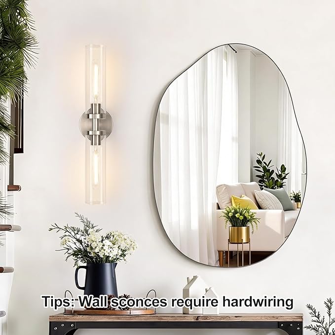 Indoi Brushed Nickel Wall Sconces, Hardwired Bathroom Sconces Vanity Light - Image 5