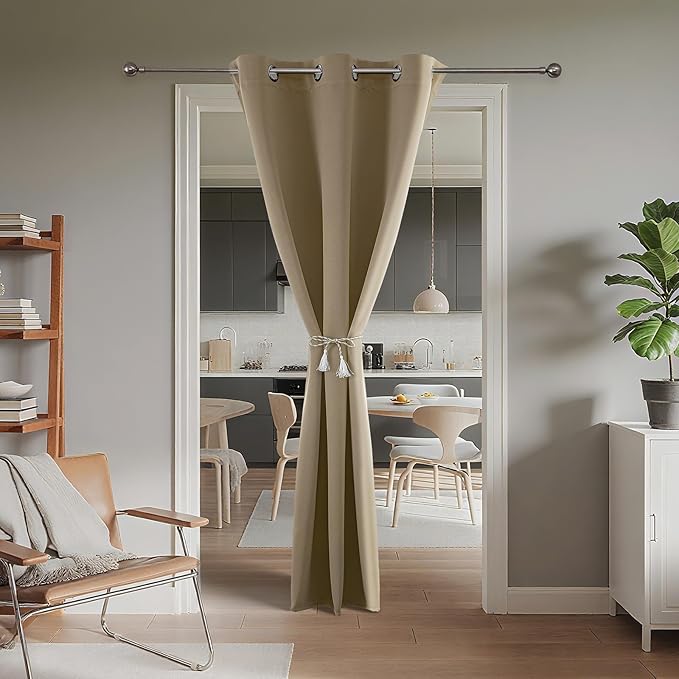 Joydeco Blackout Door Curtain for Doorway Privacy 84 Inches Long, Grommet - Image 2
