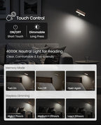 Wood LED Wall Sconce Magnetic 360°Rotate Wall Mounted Lamp Brightness - Image 2