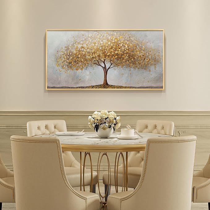 Large Framed Tree of Life Gold Wall Art, Large Canvas Prints Paintings Artwork - Image 5