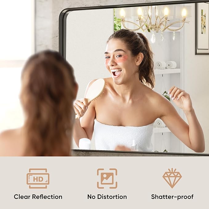 Sweetcrispy 30x40 Inch Black Bathroom Mirrors - Image 3
