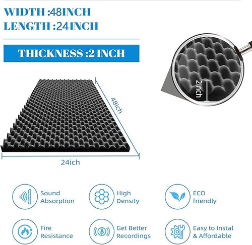 4 Pack Sound Proof Foam Panels |48"×24"×2" Quick-Recovery Soundproof Wall - Image 2